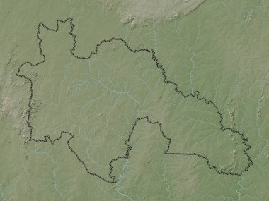 Savanes, Cote d 'Ivoire bölgesi. Yükseklik haritası göller ve nehirlerle wiki stilinde renklendirilmiştir
