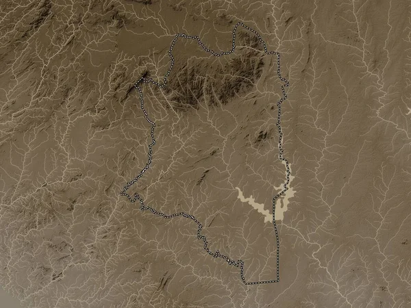 Montagnes Okręg Wybrzeża Kości Słoniowej Mapa Wzniesień Kolorowe Sepia Dźwięki — Zdjęcie stockowe