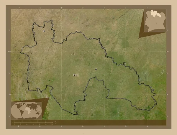 Savanes Distretto Della Costa Avorio Mappa Satellitare Bassa Risoluzione Località — Foto Stock