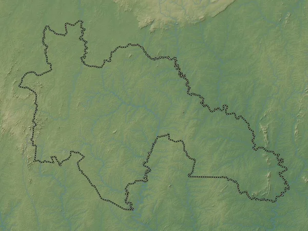 Savanes Distriktet Elfenbenskusten Färgad Höjdkarta Med Sjöar Och Floder — Stockfoto