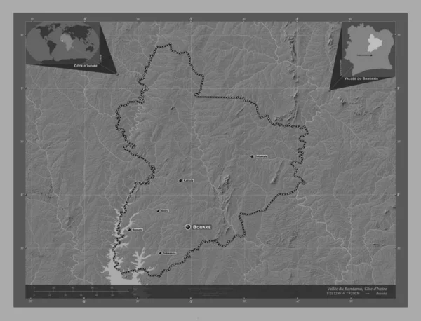 Vallee Bandama Distriktet Elfenbenskusten Bilevel Höjd Karta Med Sjöar Och — Stockfoto