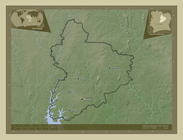 Vallee Bandama Distrito Costa Marfil Mapa Elevación Coloreado Estilo Wiki —  Fotos de Stock