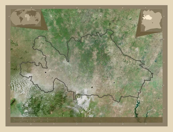 Woroba Distretto Della Costa Avorio Mappa Satellitare Alta Risoluzione Località — Foto Stock