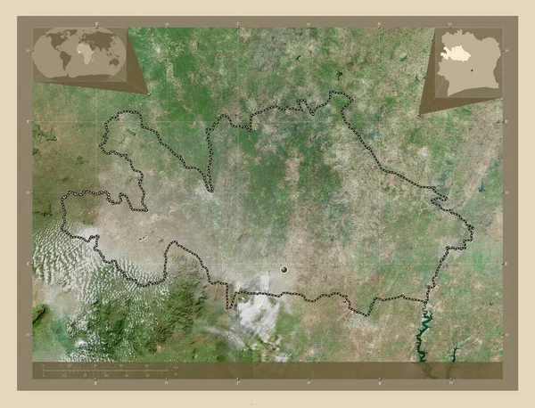 Woroba Distretto Della Costa Avorio Mappa Satellitare Alta Risoluzione Mappa — Foto Stock