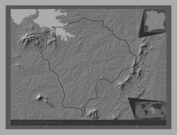 Ямусукро Автономный Район Кот Ивуар Карта Рельефа Билевела Озерами Реками — стоковое фото