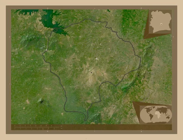 Yamoussoukro Elefántcsontpart Autonóm Körzete Kis Felbontású Műholdas Térkép Régió Nagyvárosainak — Stock Fotó