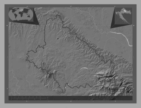 Bjelovarska Bilogorska Condado Croacia Mapa Elevación Bilevel Con Lagos Ríos —  Fotos de Stock
