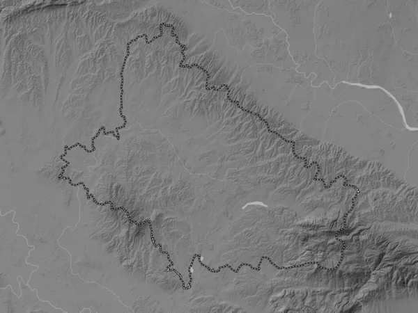 Bjelovarska Bilogorska 克罗地亚县 带有湖泊和河流的灰度高程图 — 图库照片