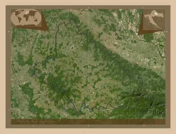 Bjelovarska Bilogorska 克罗地亚县 低分辨率卫星地图 角辅助位置图 — 图库照片
