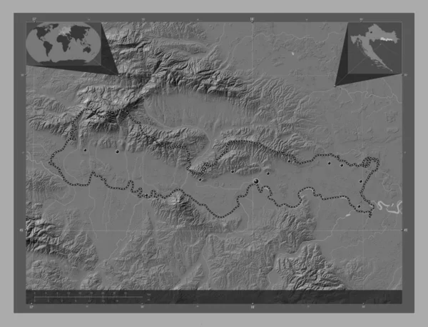 Brodsko Posavska Condado Croacia Mapa Elevación Bilevel Con Lagos Ríos —  Fotos de Stock