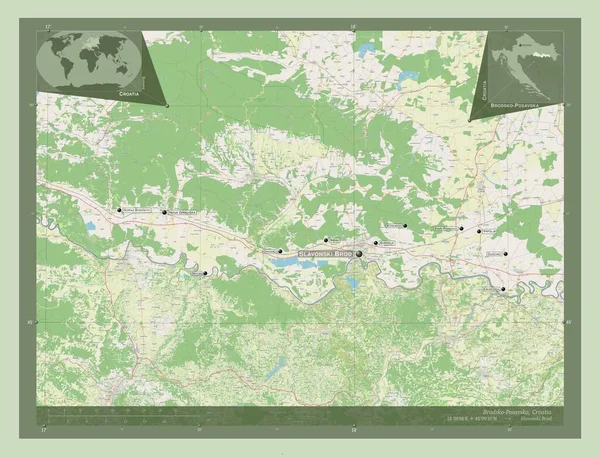 Brodsko Posavska Επαρχία Κροατίας Χάρτης Του Δρόμου Τοποθεσίες Και Ονόματα — Φωτογραφία Αρχείου