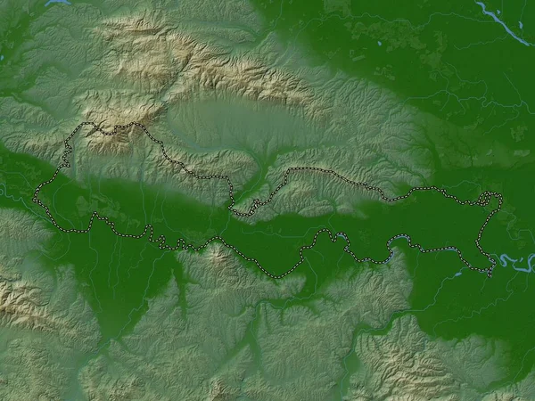 Brodsko Posavska County Croatia Colored Elevation Map Lakes Rivers — Stock Photo, Image