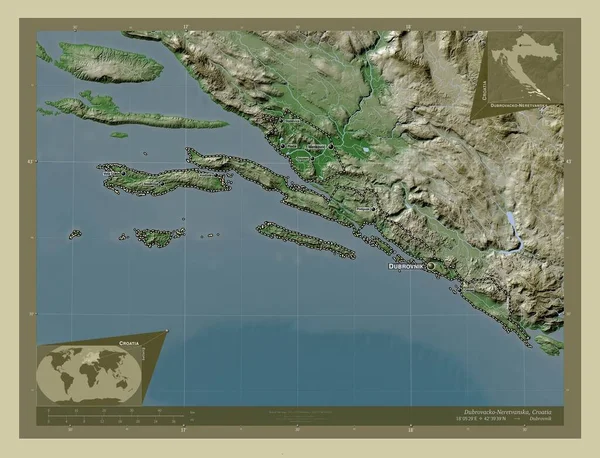 Dubrovacko Neretvanska Provincie Kroatië Hoogtekaart Gekleurd Wiki Stijl Met Meren — Stockfoto