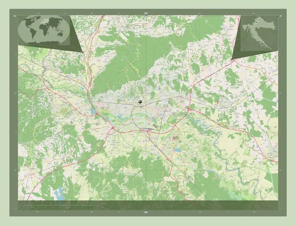 Grad Zagreb Κροατία Χάρτης Του Δρόμου Γωνιακοί Χάρτες Βοηθητικής Θέσης — Φωτογραφία Αρχείου