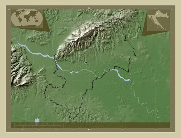 Grad Záhřeb Město Chorvatsko Zdvihová Mapa Zbarvená Stylu Wiki Jezery — Stock fotografie