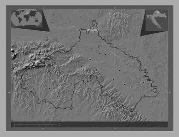 Koprivnicko Krizevacka Okres Chorvatsko Mapa Nadmořské Výšky Jezery Řekami Umístění — Stock fotografie