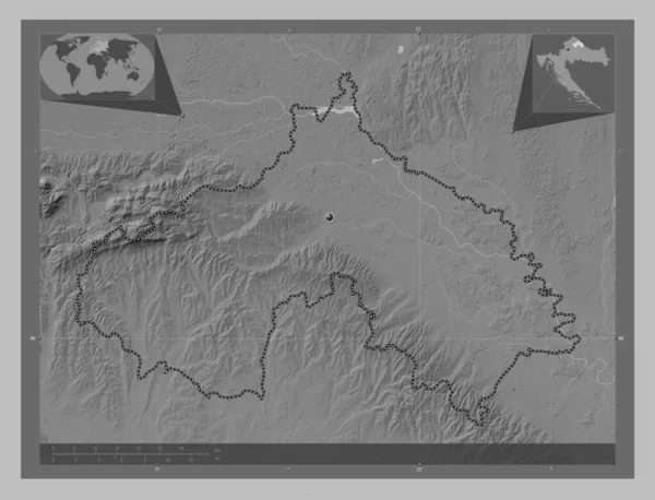 Koprivnicko Krizevacka Condado Croacia Mapa Elevación Escala Grises Con Lagos —  Fotos de Stock