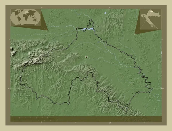 Мбаппе Крижевацка Уезд Хорватии Карта Высоты Окрашенная Вики Стиле Озерами — стоковое фото