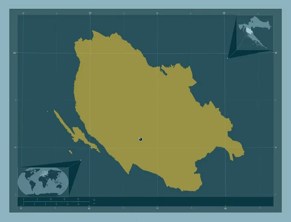 Licko Senjska Okręg Chorwacji Solidny Kształt Koloru Pomocnicze Mapy Położenia — Zdjęcie stockowe
