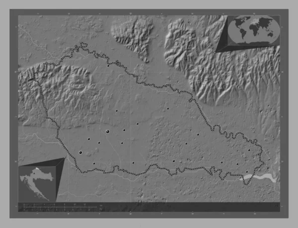 Medimurska Condado Croacia Mapa Elevación Bilevel Con Lagos Ríos Ubicaciones —  Fotos de Stock