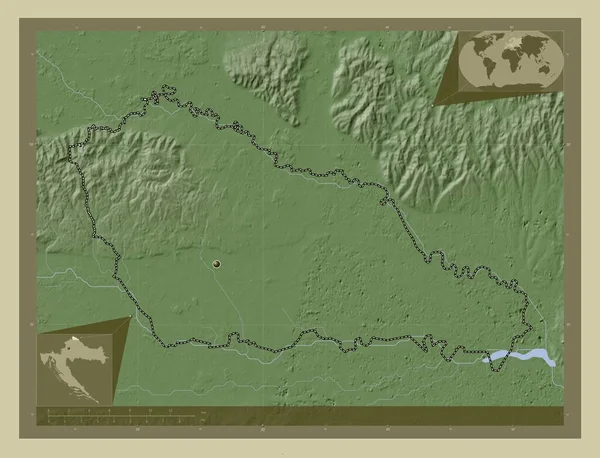 Medimurska Okres Chorvatsko Zdvihová Mapa Zbarvená Stylu Wiki Jezery Řekami — Stock fotografie