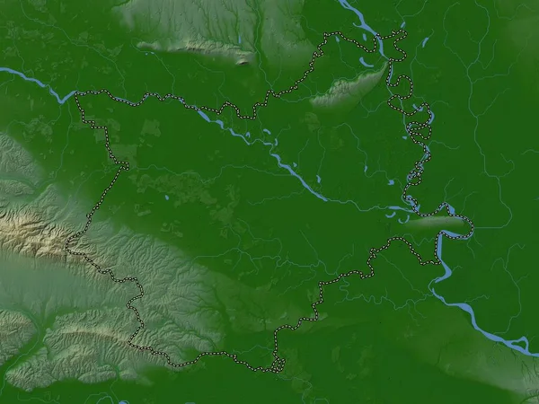Osjecko Baranjska County Croatia Colored Elevation Map Lakes Rivers — Stock Photo, Image