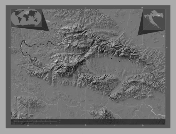 Pozesko Slavonska Επαρχία Κροατίας Bilevel Υψομετρικός Χάρτης Λίμνες Και Ποτάμια — Φωτογραφία Αρχείου