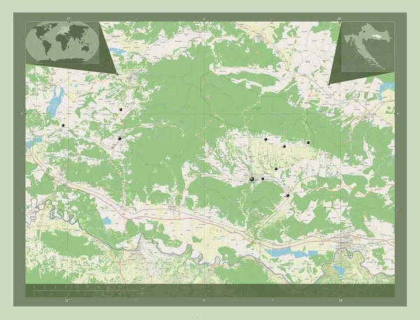 Позесько Славонська Округ Хорватії Відкрита Карта Вулиць Розташування Великих Міст — стокове фото
