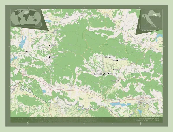 Pozesko Slavonska Provincie Kroatië Open Plattegrond Locaties Namen Van Grote — Stockfoto