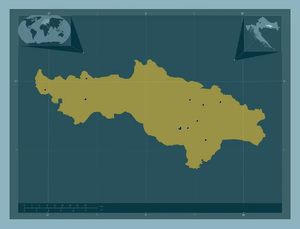 Pozesko Slavonska Condado Croacia Forma Color Sólido Ubicaciones Las Principales — Foto de Stock