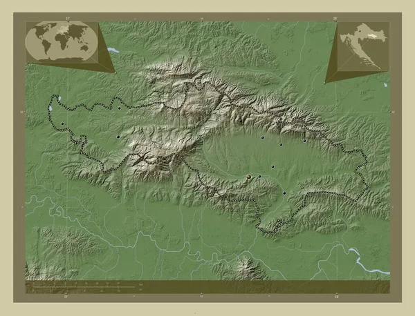 Pozesko Slavonska County Croatia Elevation Map Colored Wiki Style Lakes — Stock Photo, Image