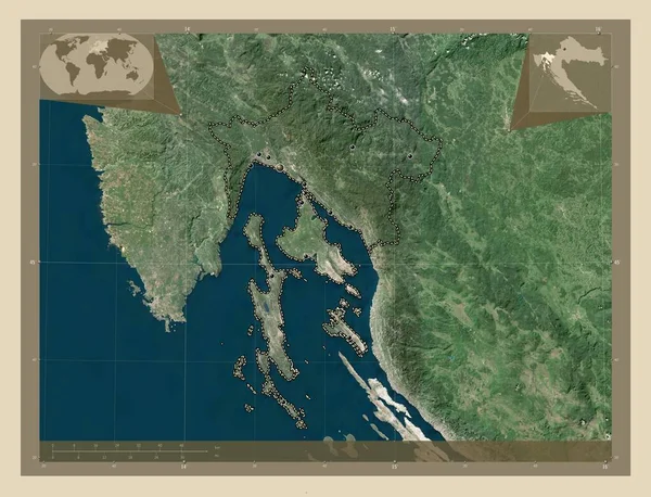 Primorsko Goranska Provincie Kroatië Satellietkaart Met Hoge Resolutie Locaties Van — Stockfoto