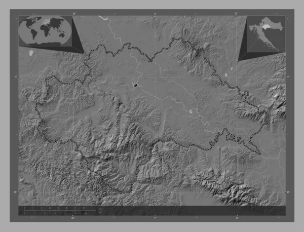 Sisacko Moslavacka Okres Chorvatsko Mapa Nadmořské Výšky Jezery Řekami Pomocné — Stock fotografie