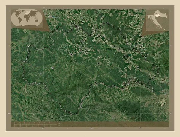 Sisacko Moslavacka Okręg Chorwacji Mapa Satelity Wysokiej Rozdzielczości Lokalizacje Dużych — Zdjęcie stockowe