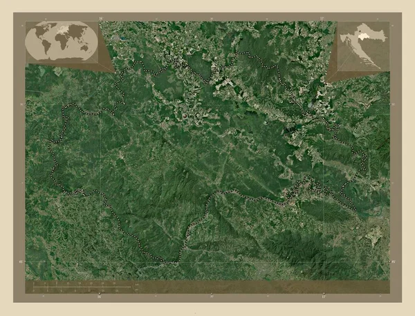Sisacko Moslavacka 克罗地亚县 高分辨率卫星地图 角辅助位置图 — 图库照片