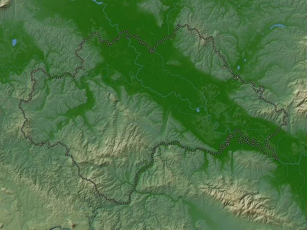 Sisacko Moslavacka Comté Croatie Carte Altitude Colorée Avec Lacs Rivières — Photo