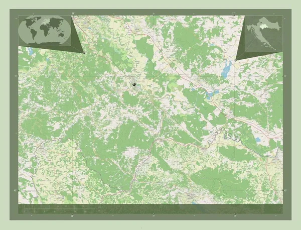Sisacko Moslavacka 克罗地亚县 开放街道地图 角辅助位置图 — 图库照片