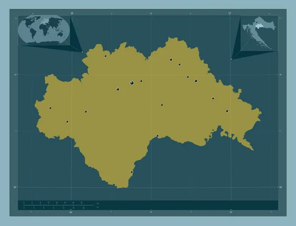 Sisacko Moslavacka Okręg Chorwacji Solidny Kształt Koloru Lokalizacje Dużych Miast — Zdjęcie stockowe