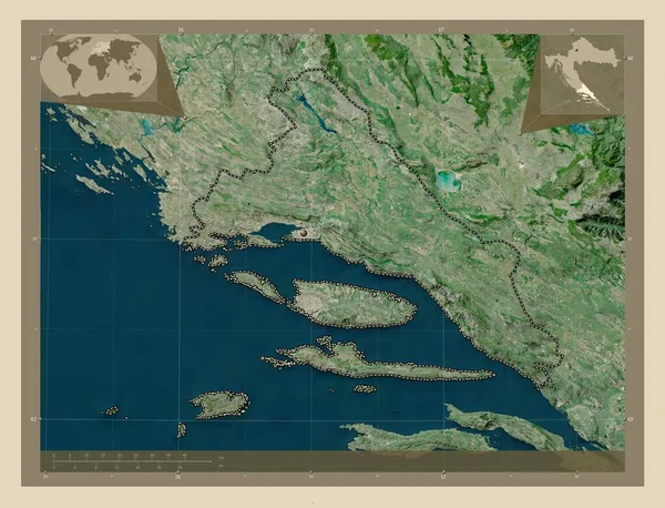 Сплитско Далматинская Область Хорватии Спутниковая Карта Высокого Разрешения Вспомогательные Карты — стоковое фото