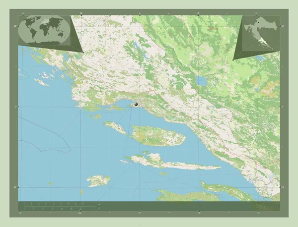 Splitsko Dalmatinska Provincie Kroatië Open Plattegrond Hulplocatiekaarten Hoek — Stockfoto