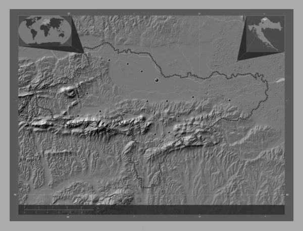 Varazdinska Okres Chorvatsko Mapa Nadmořské Výšky Jezery Řekami Umístění Velkých — Stock fotografie