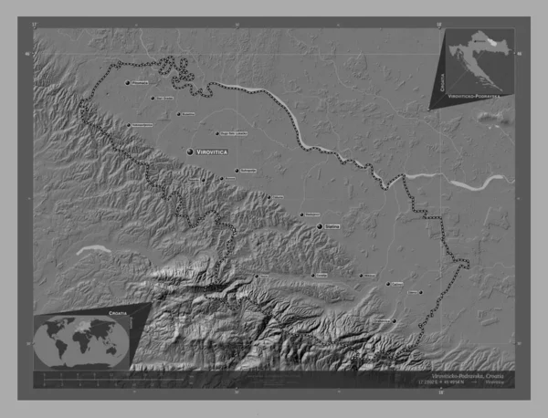 Βιροβίτσκο Ποντράβσκα Επαρχία Κροατίας Bilevel Υψομετρικός Χάρτης Λίμνες Και Ποτάμια — Φωτογραφία Αρχείου