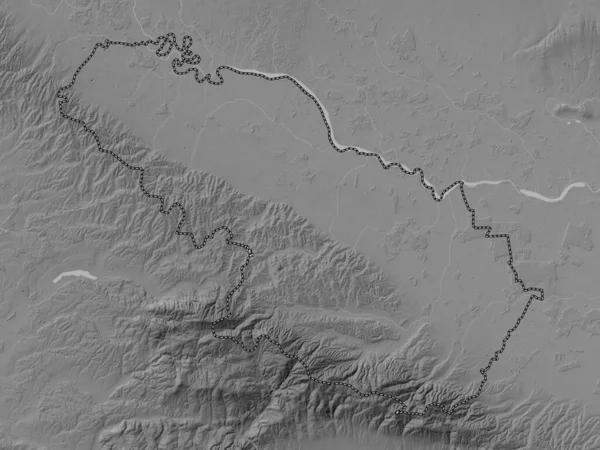 Вировитицко Подравска Область Хорватии Карта Высот Оттенках Серого Озерами Реками — стоковое фото