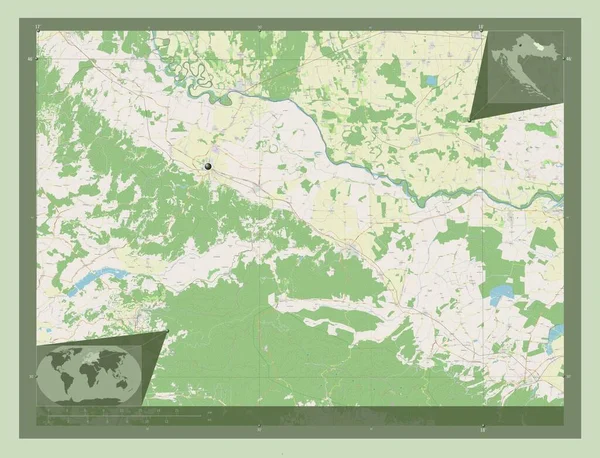 Viroviticko Podravska Provincie Kroatië Open Plattegrond Hulplocatiekaarten Hoek — Stockfoto