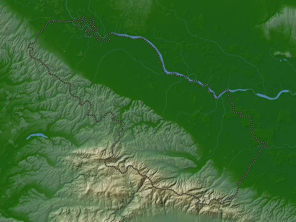 Viroviticko Podravska Condado Croácia Mapa Elevação Colorido Com Lagos Rios — Fotografia de Stock