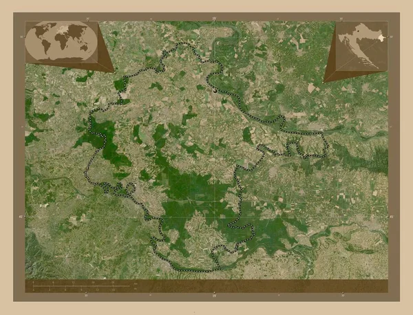 Vukovarsko Srijemska County Croatia Low Resolution Satellite Map Corner Auxiliary — Stock Photo, Image
