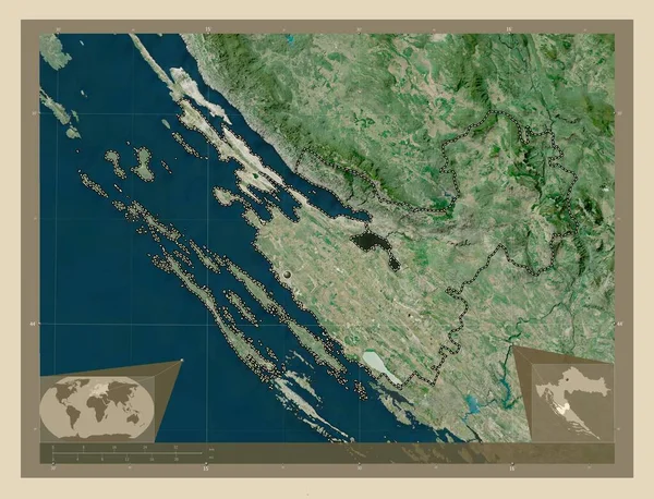 クロアチアの郡ザダルスカ 高解像度衛星地図 コーナー補助位置図 — ストック写真