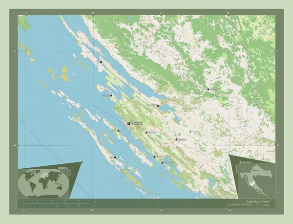 Zadarska Provincia Croacia Open Street Map Ubicaciones Nombres Las Principales —  Fotos de Stock