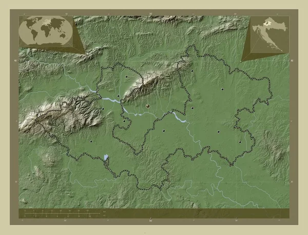 Zagrebacka Condado Croácia Mapa Elevação Colorido Estilo Wiki Com Lagos — Fotografia de Stock