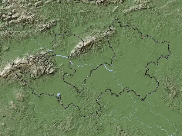 克罗地亚的一个县城 带有湖泊和河流的Wiki风格的高程图 — 图库照片
